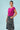 Avril Long Skirt - Woodcut Flowers in Navy on Dark Chambray