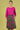 Ivy Long Skirt | Woodcut Flowers Print  in Cerise & Green