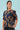 Martha Top - Woodcut Flowers Print in Lark on Navy