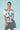 Martha Top - Woodcut Flowers Print in Arctic Blue & Bleach