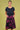 Avril Long Skirt - Woodcut Flowers in Cerise on Navy